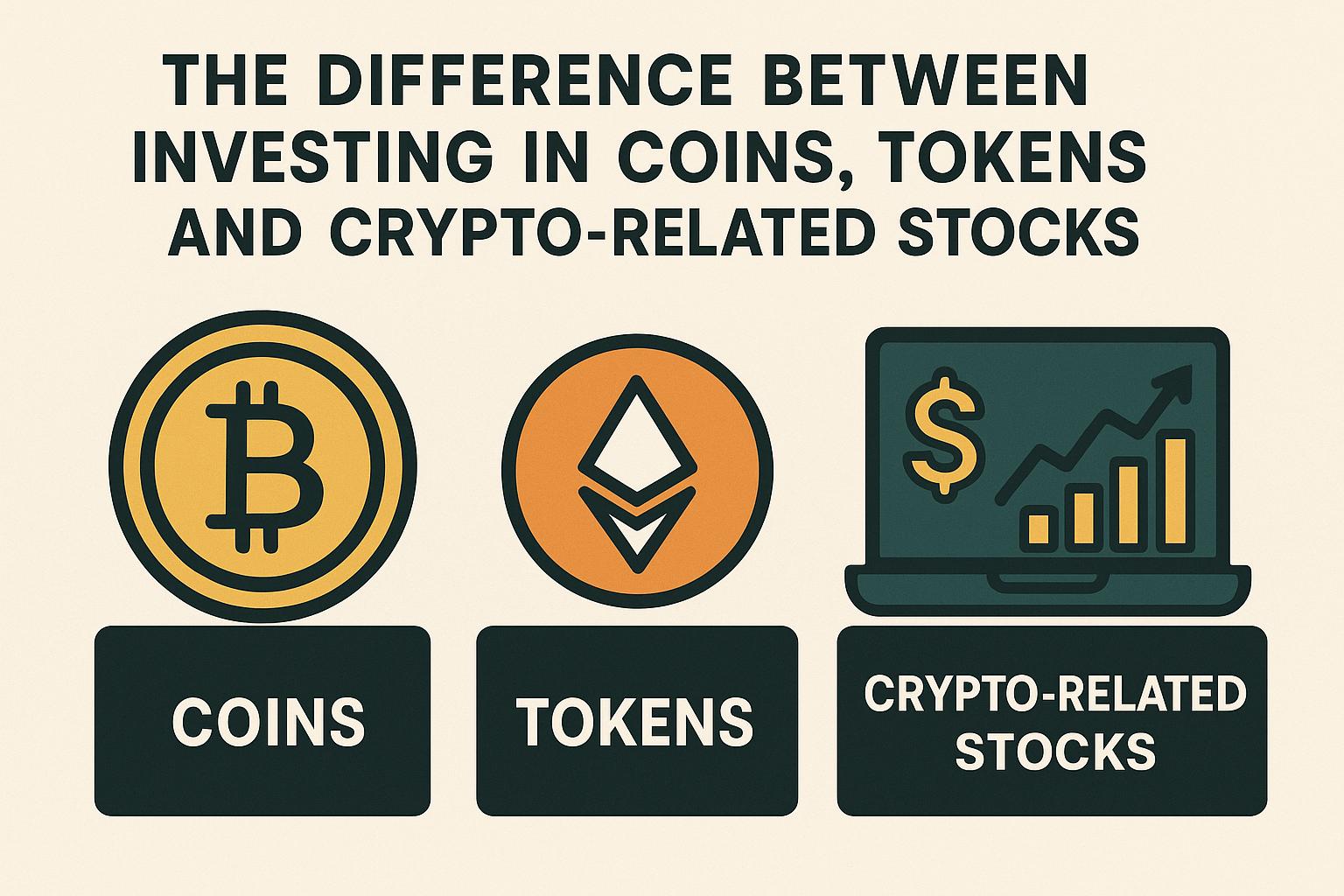 The Difference Between Investing in Coins, Tokens, and Crypto-Related Stocks